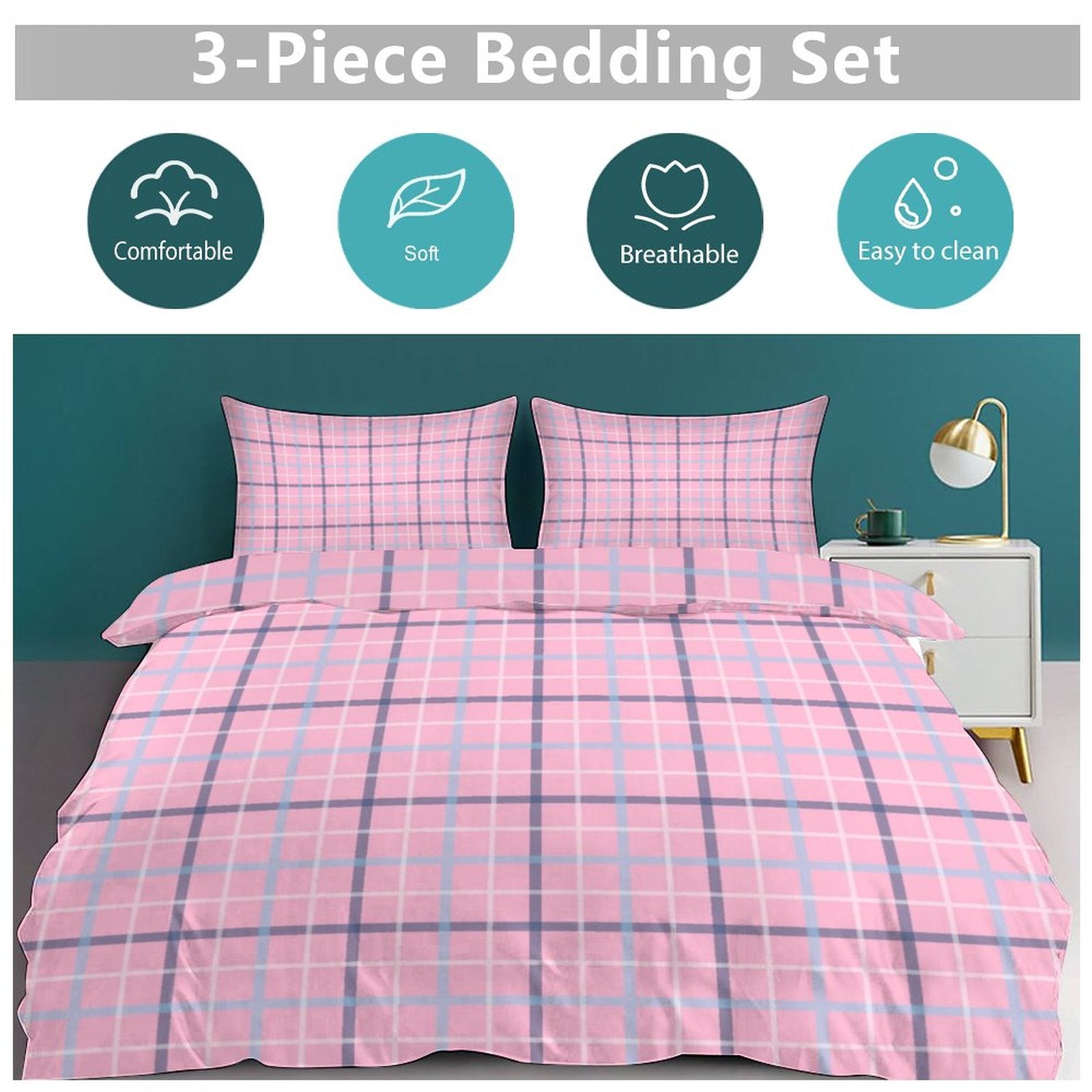 Queen 3-Piece Bedding Set-90"x90"/ 229x229cm