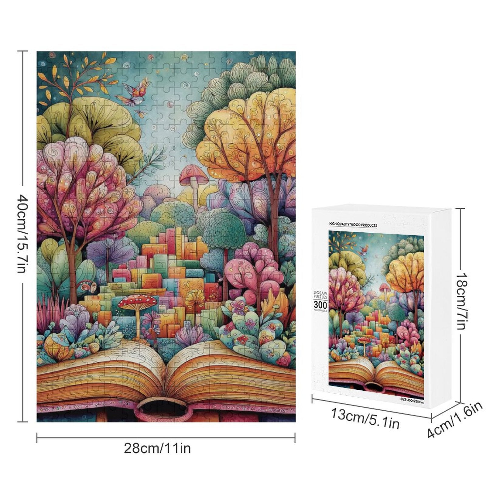 Colorful Books Wooden Puzzle