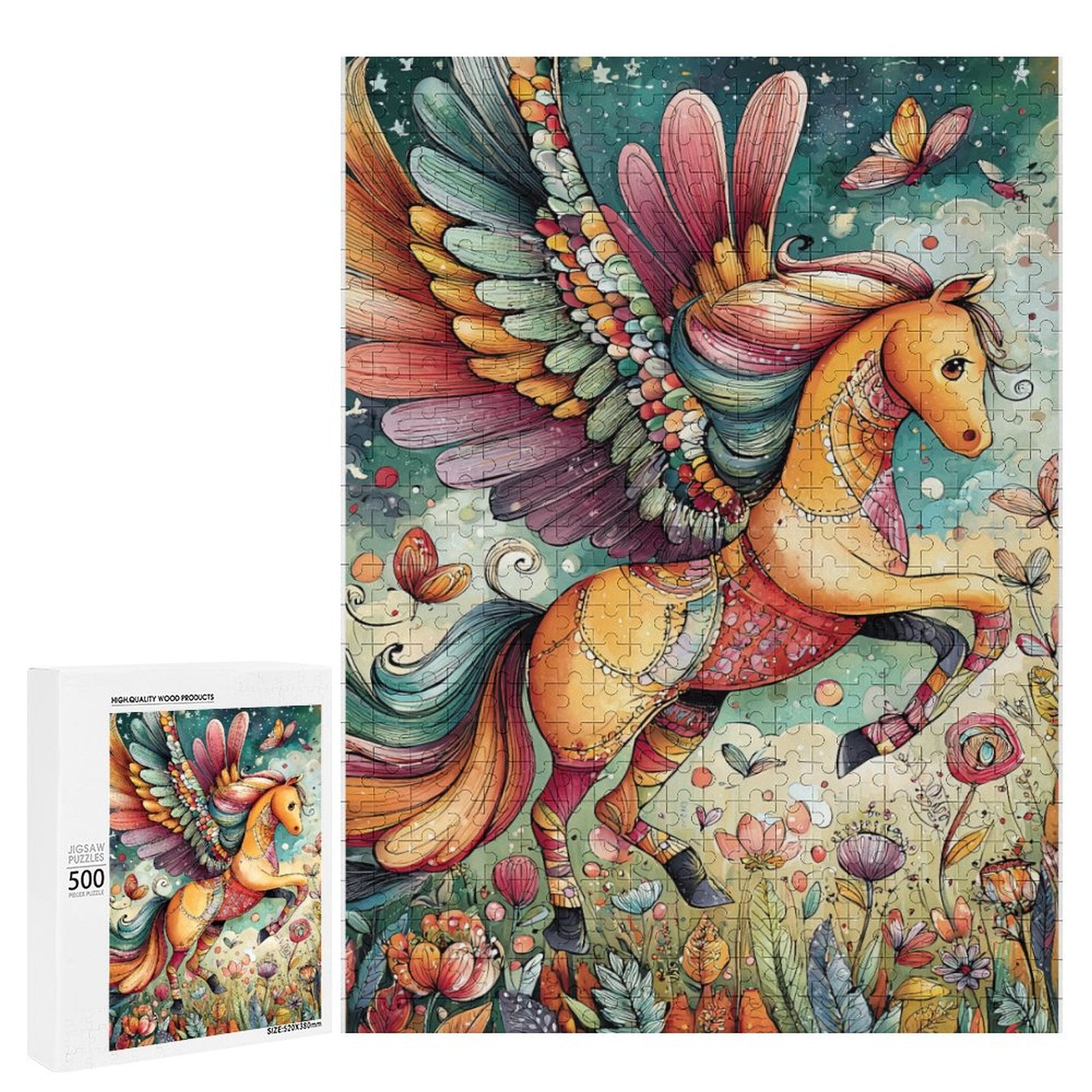 Colorful Pegasus Wooden Puzzle