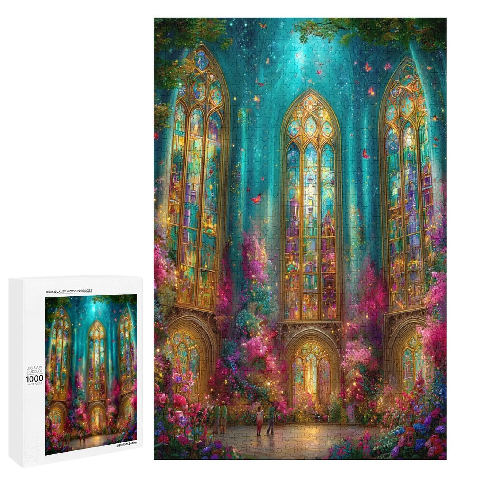 Iridescent stained glass windows Wooden Puzzle