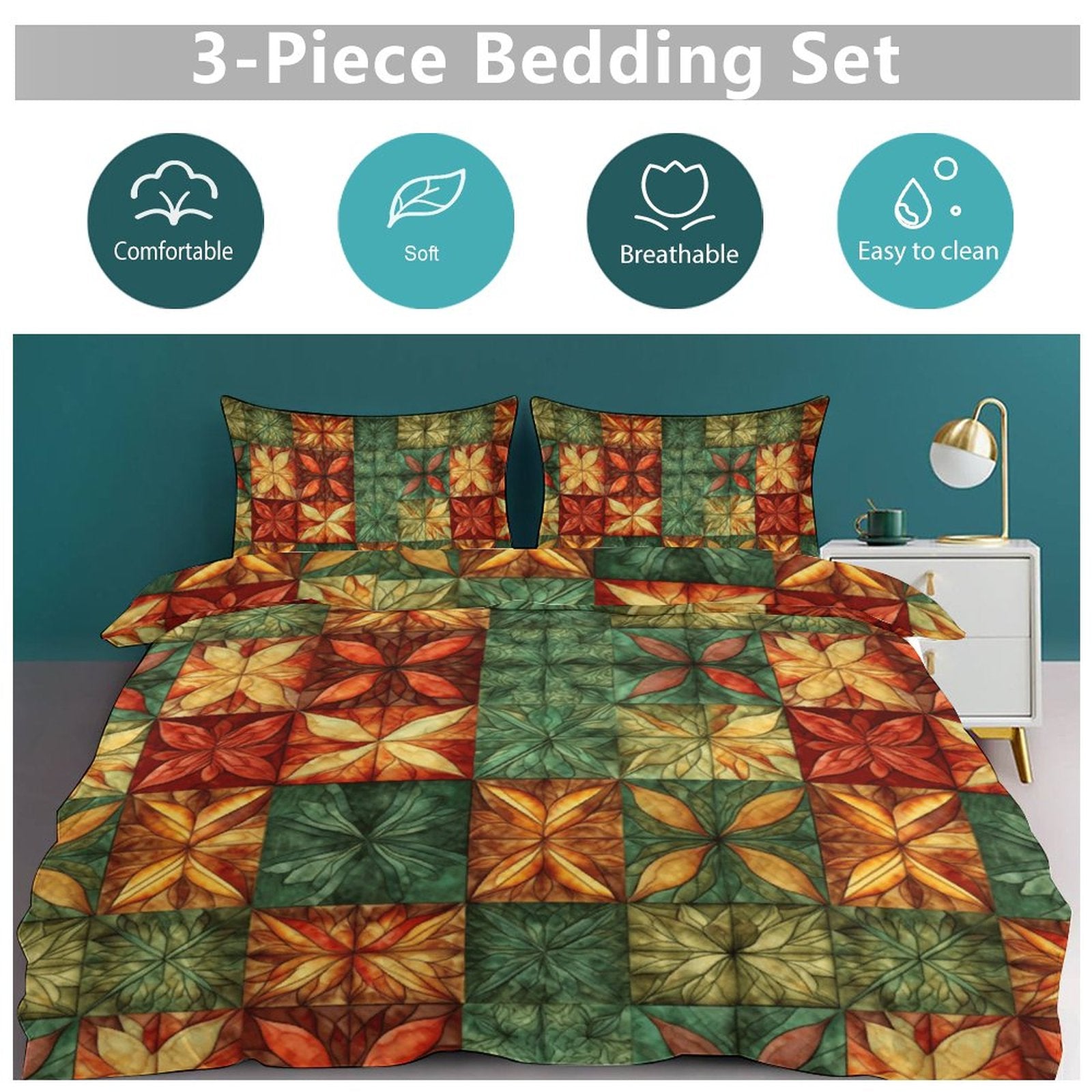 Full 3-Piece Bedding Set-86"×70"/ 218×177cm