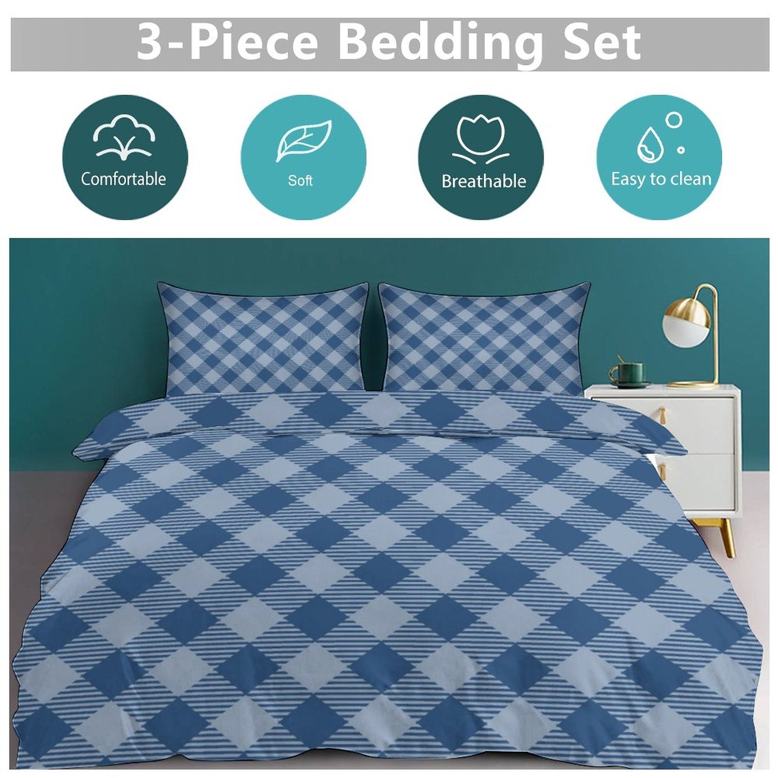 Queen 3-Piece Bedding Set-90"x90"/ 229x229cm