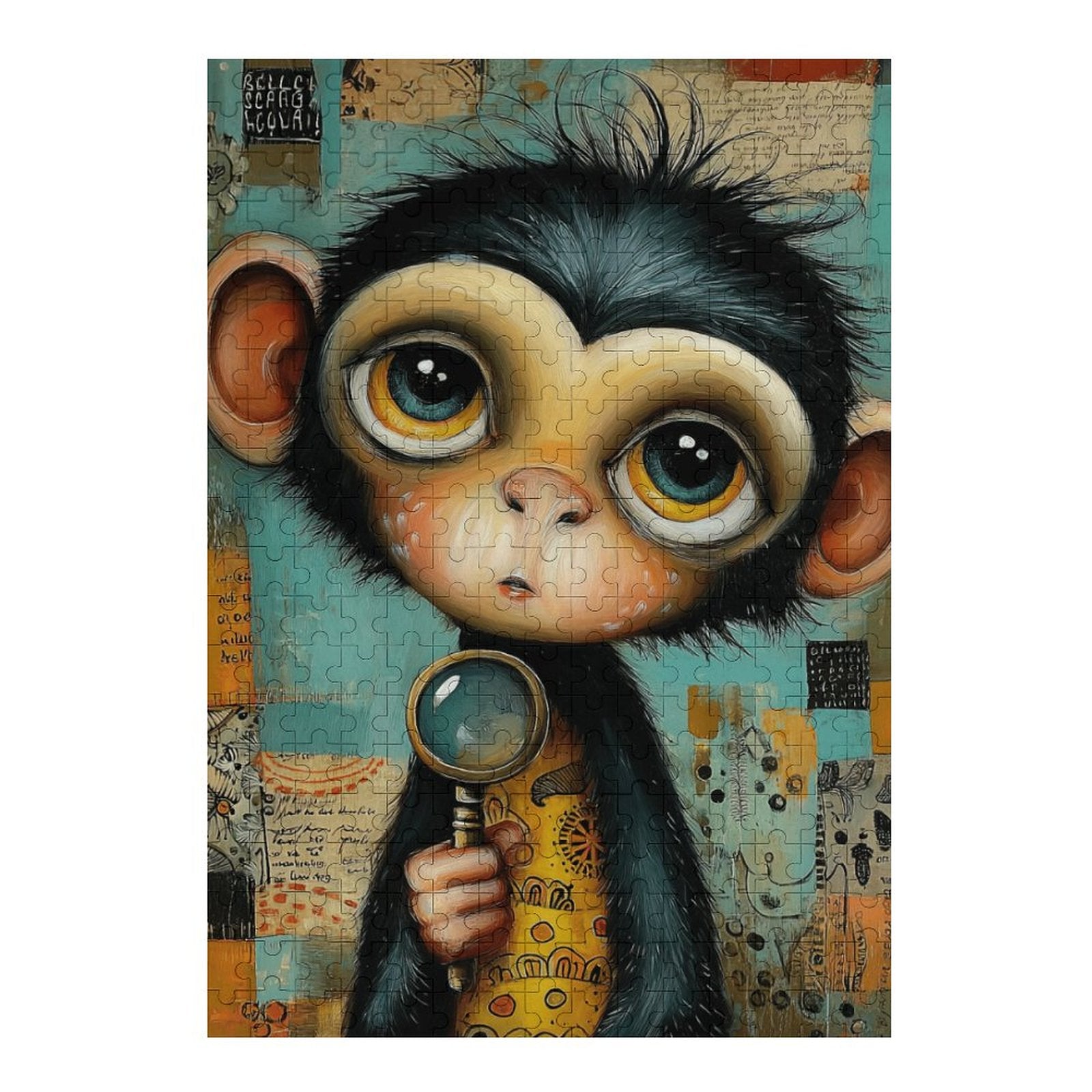 Boho Baby Monkey explorer Wooden Puzzle