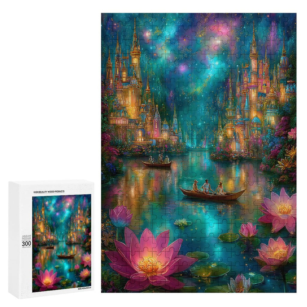 Mystical Lotus City on Water Wooden Puzzle