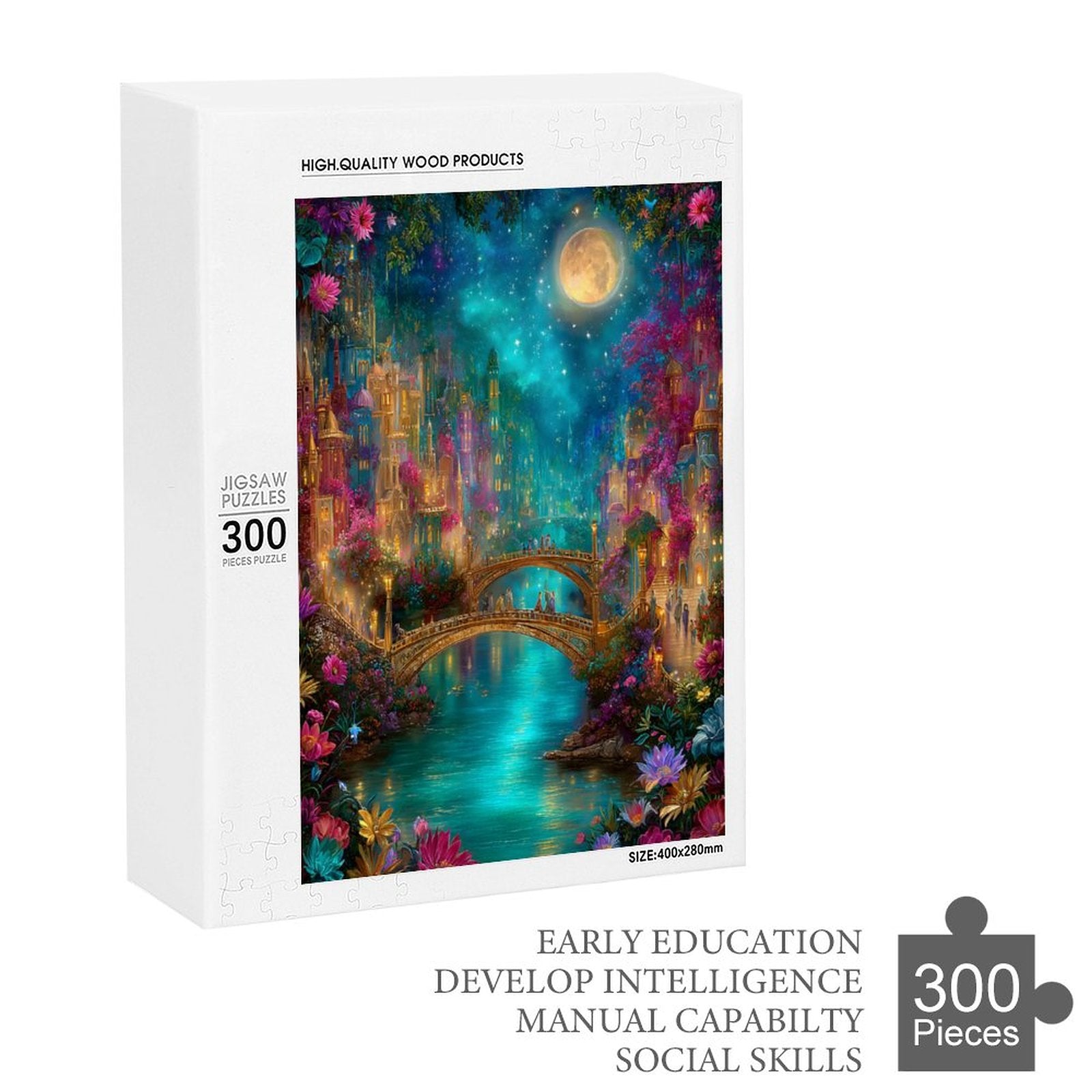 Iridescent Village on the water Wooden Puzzle