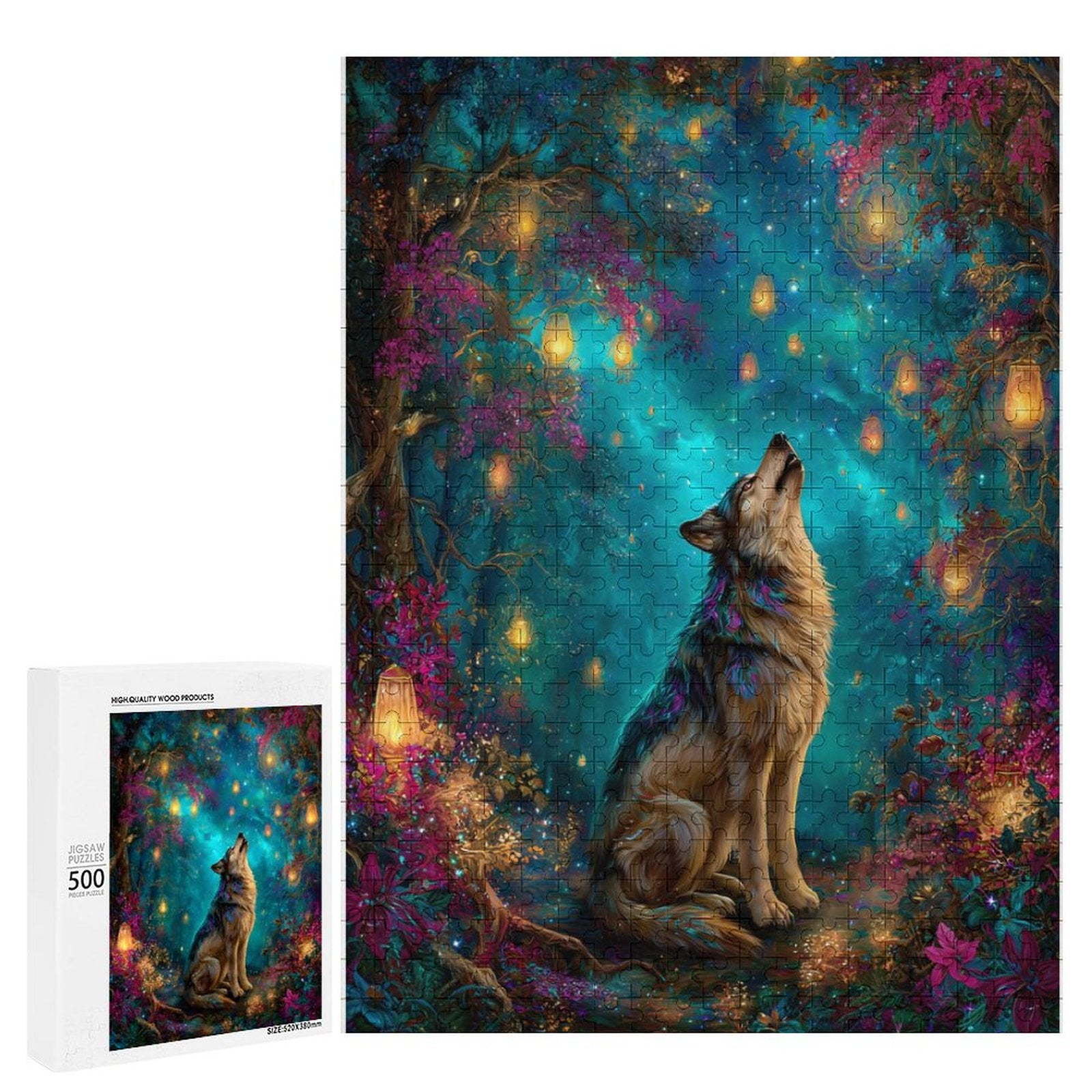 Iridescent Wolf Wooden Puzzle