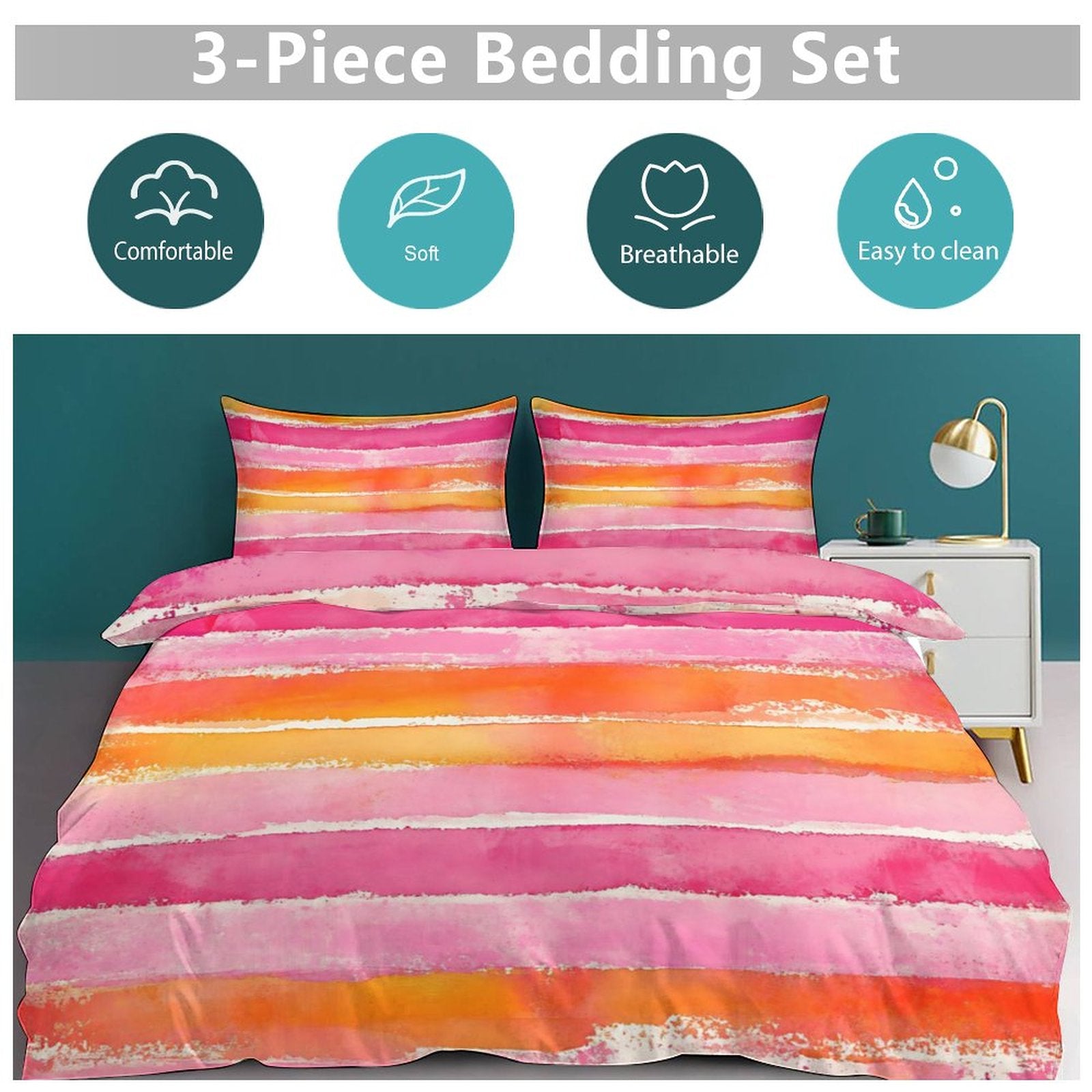 Queen 3-Piece Bedding Set-90"x90"/ 229x229cm