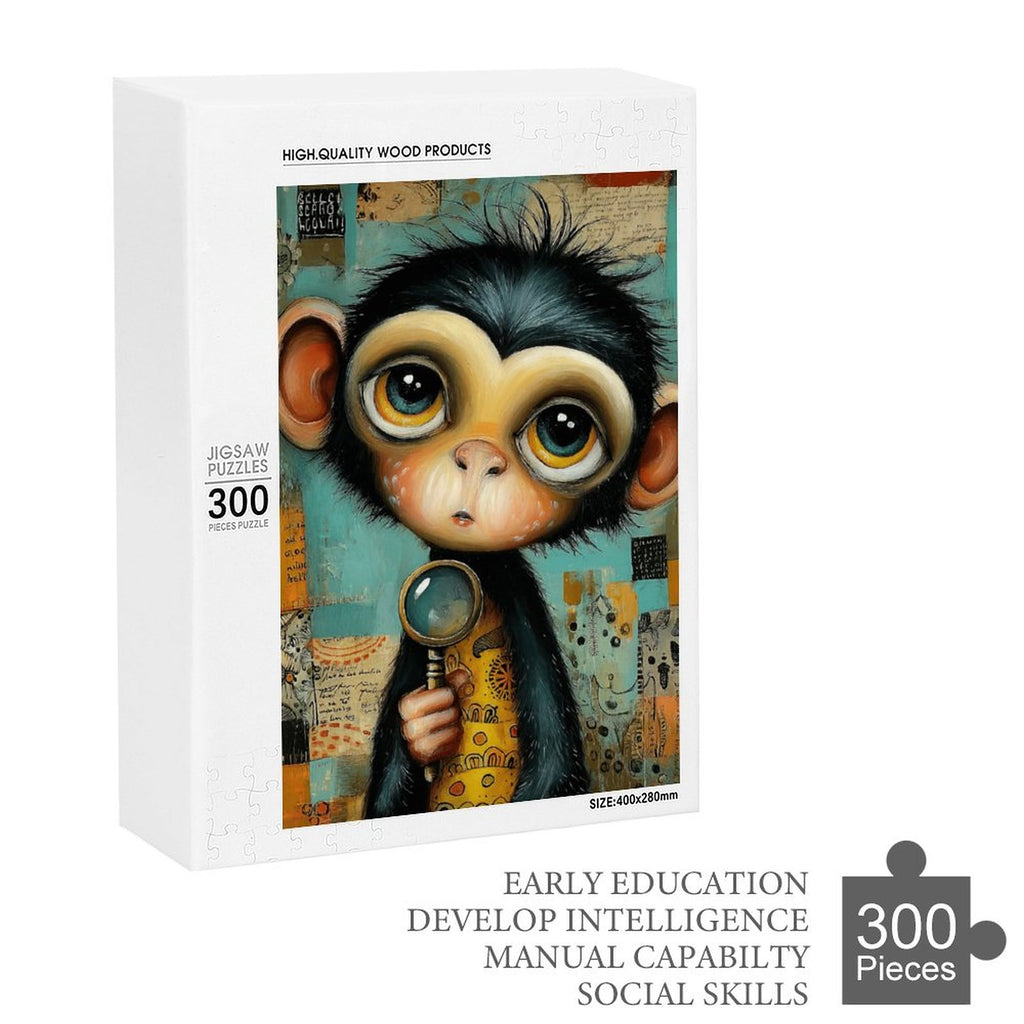 Boho Baby Monkey explorer Wooden Puzzle