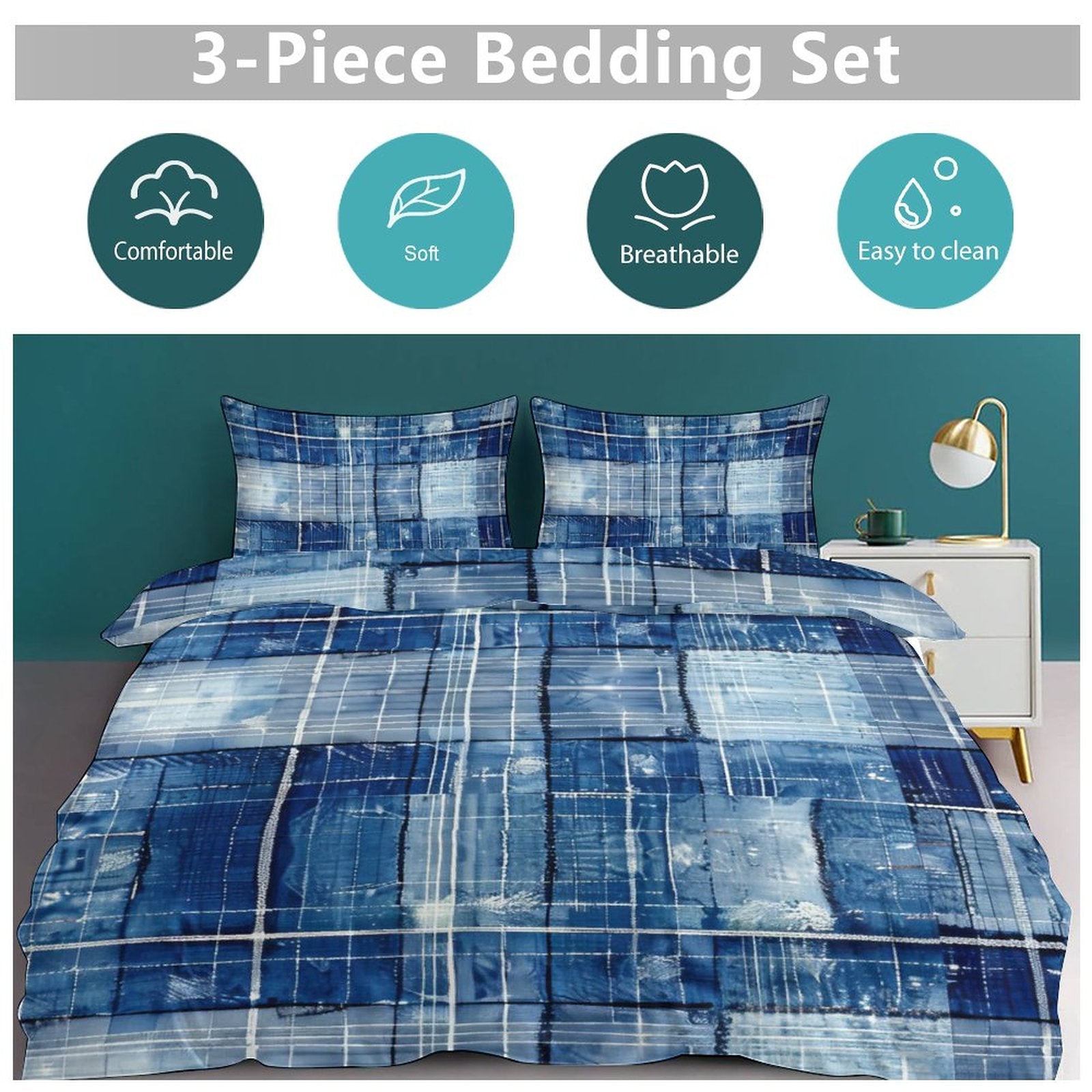 Full 3-Piece Bedding Set-86"×70"/ 218×177cm