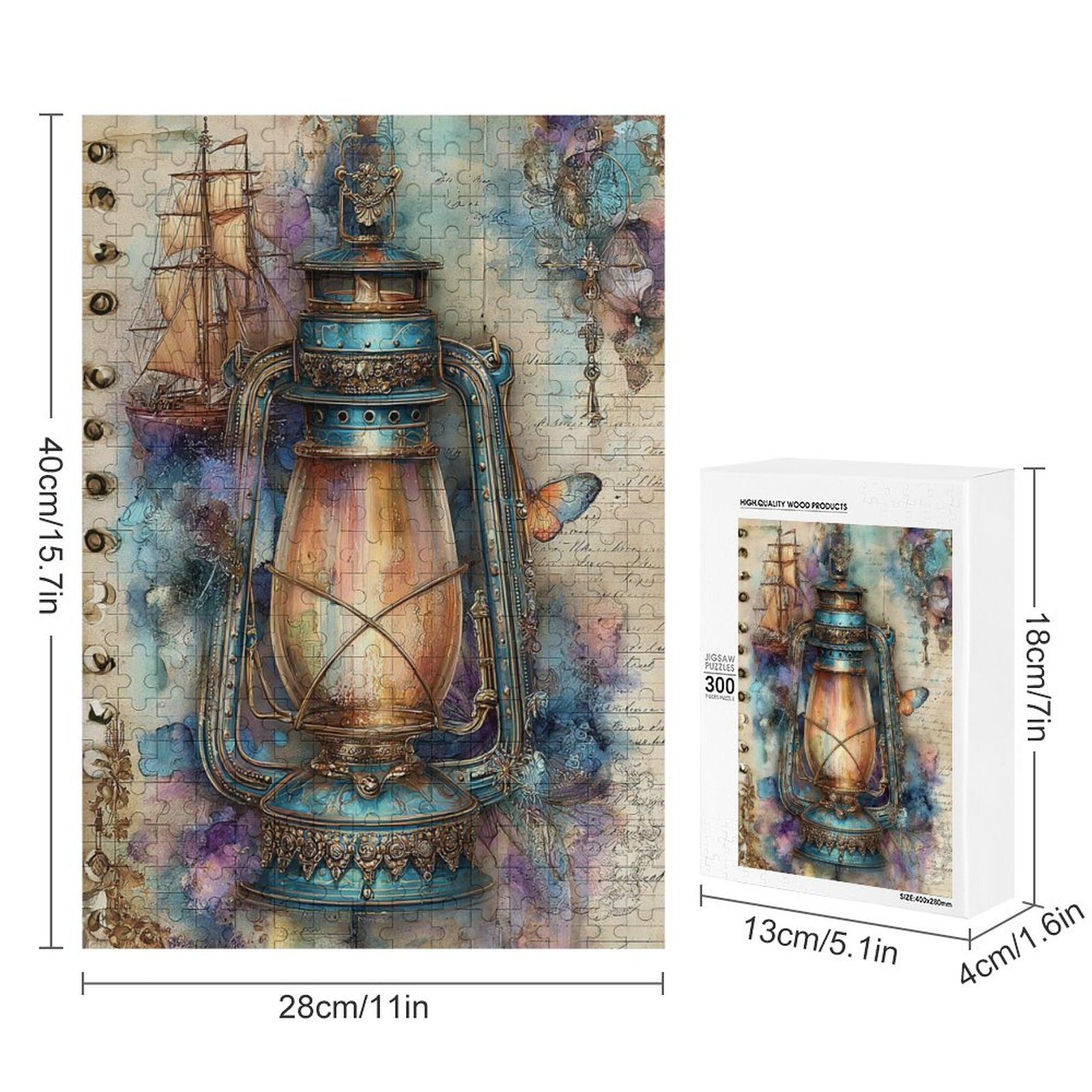 Ship and Lantern Wooden Puzzle