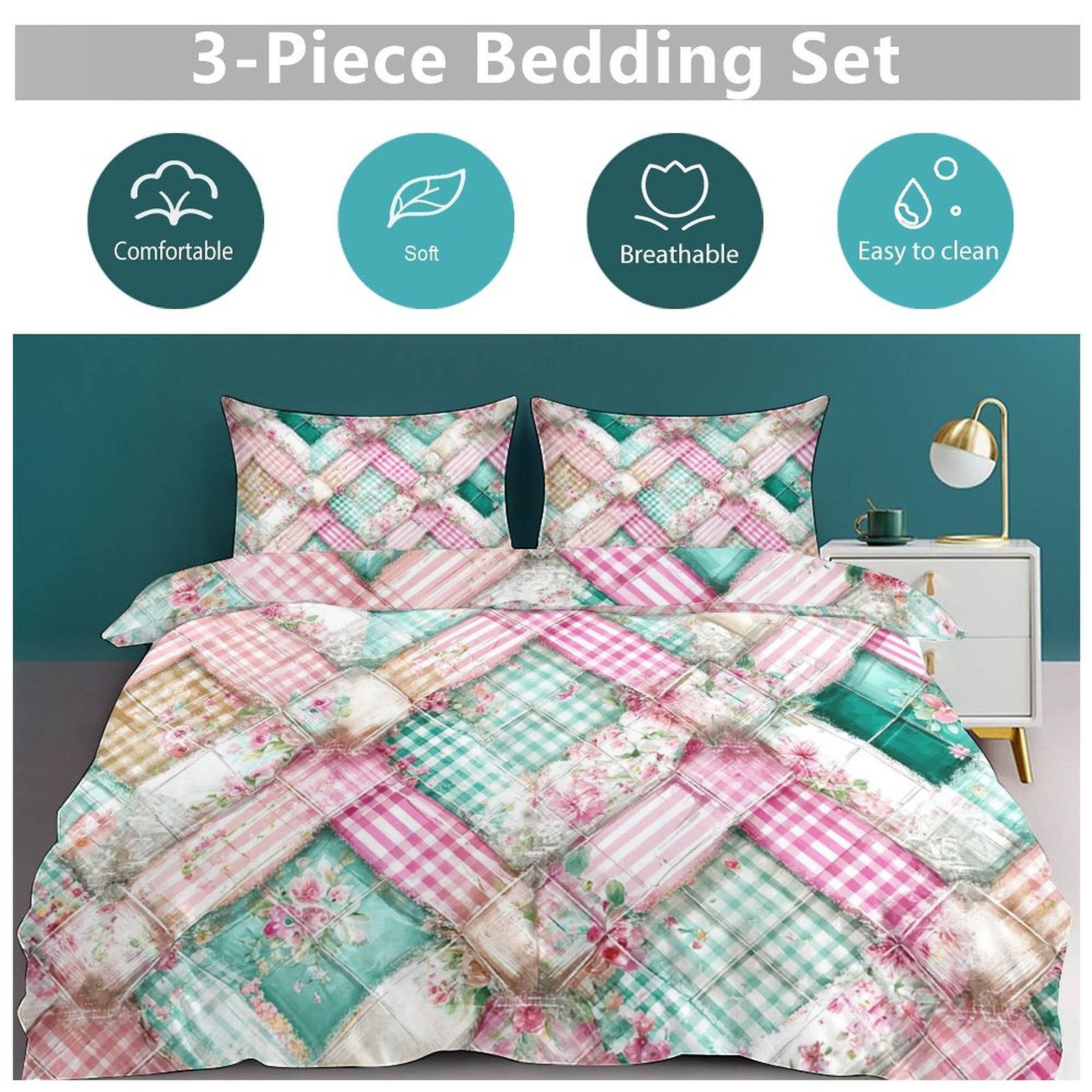 King 3-Piece Bedding Set-102"x90"/ 259x229cm