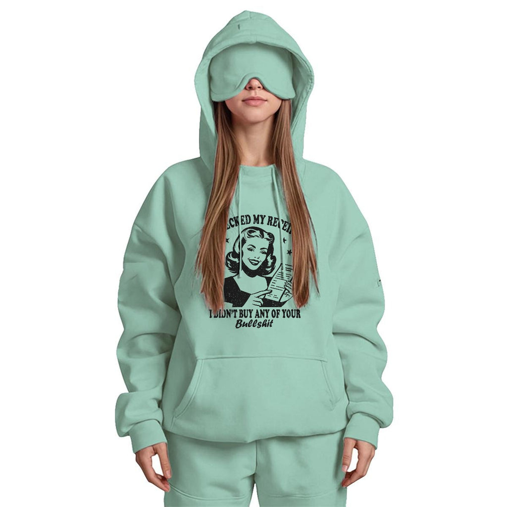 No BS Women's Travel Nap Hoodie with Built-in Eye Mask