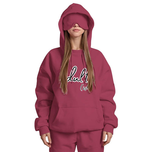 Aldult-ish Women's Travel Nap Hoodie with Built-in Eye Mask
