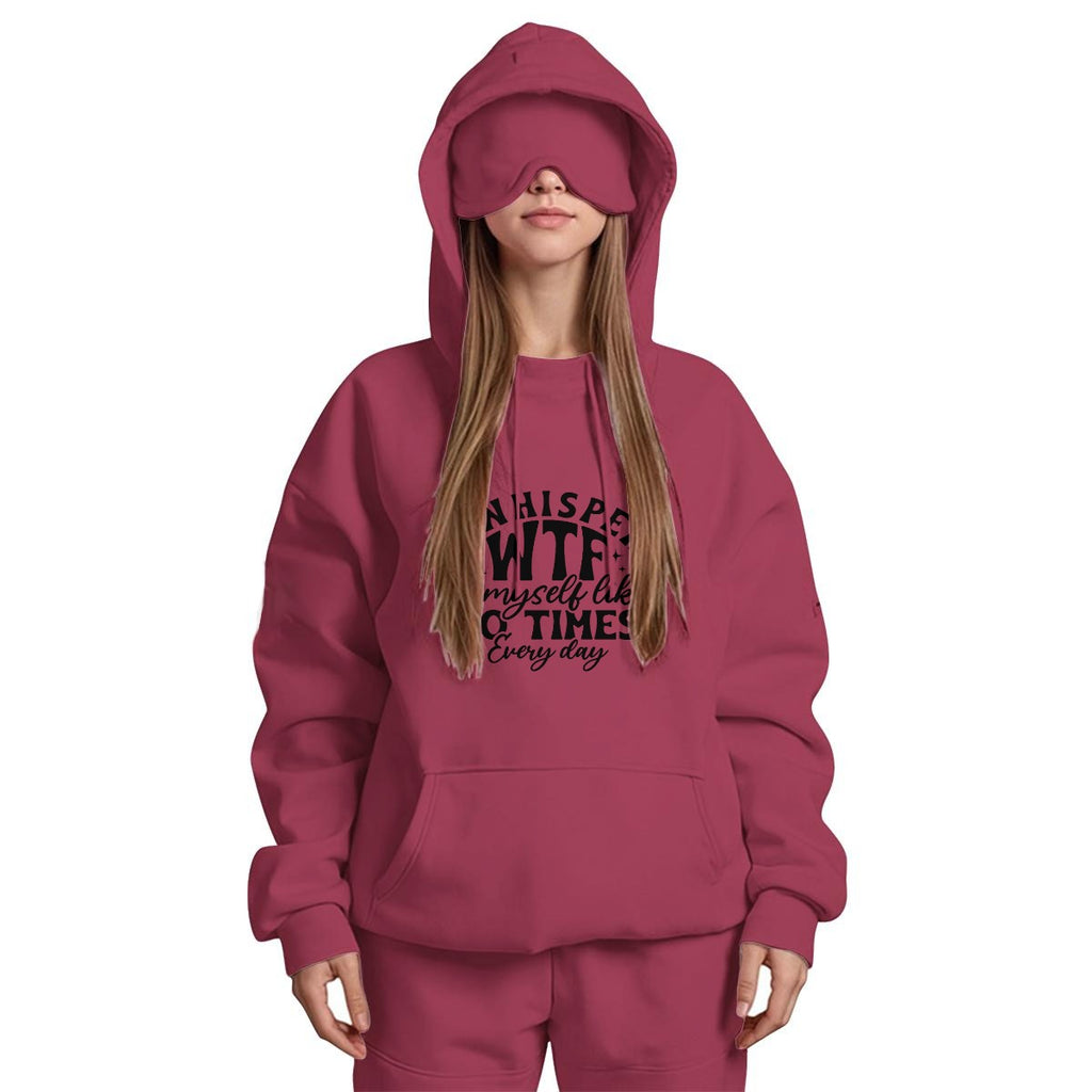 I Whisper Women's Travel Nap Hoodie with Built-in Eye Mask