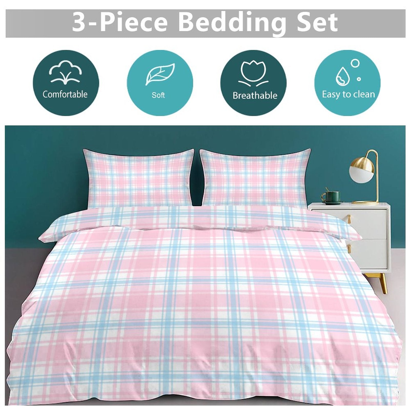 Queen 3-Piece Bedding Set-90"x90"/ 229x229cm