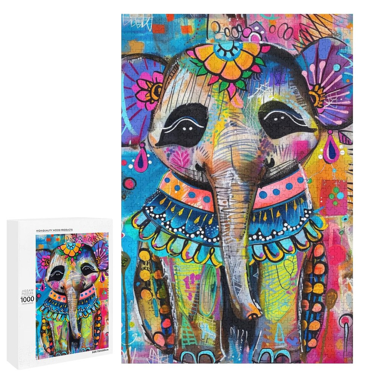 Colorful Elephant Wooden Puzzle