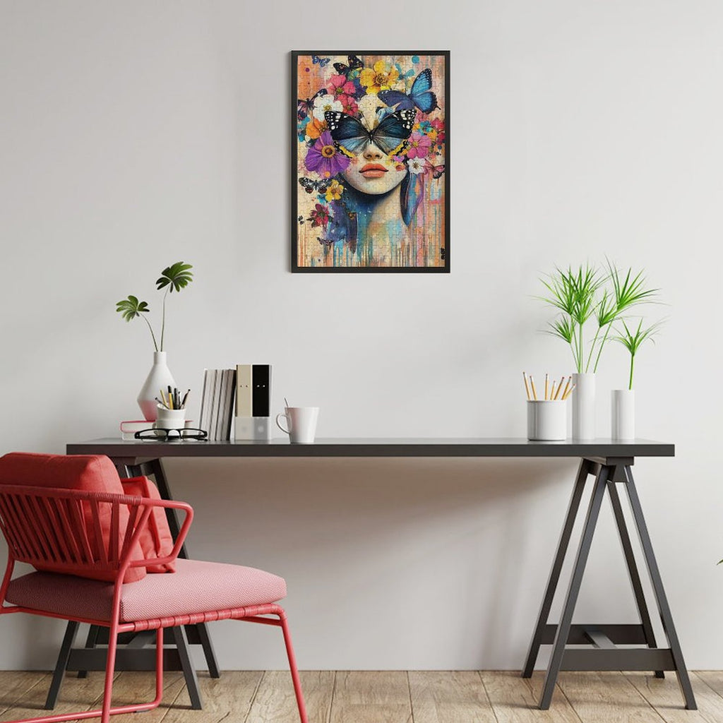 Colorful Butterfly Woman Wooden Puzzle