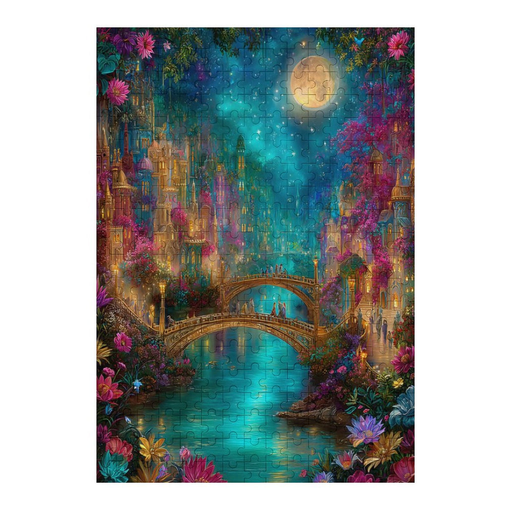 Iridescent Village on the water Wooden Puzzle