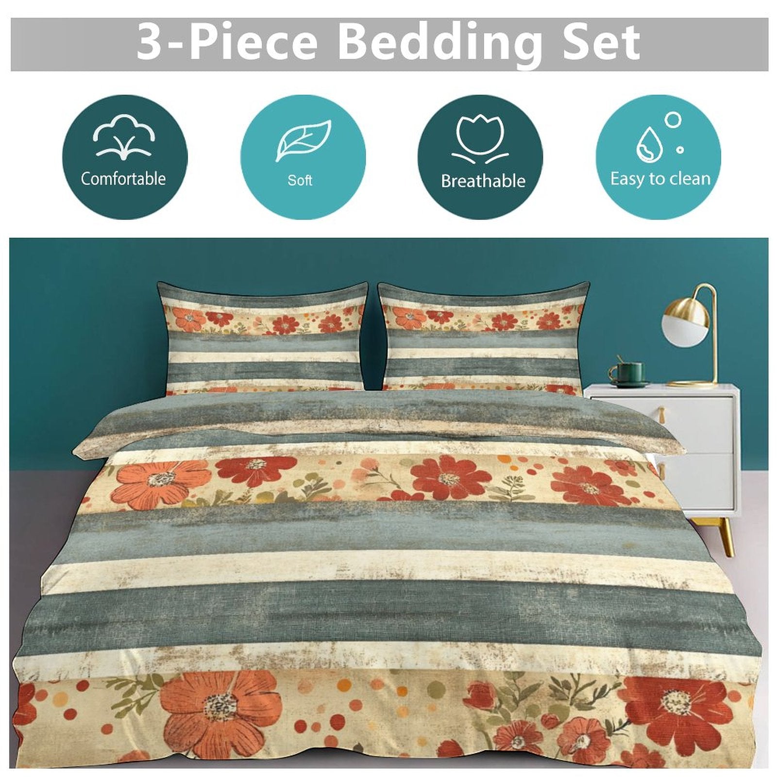 King 3-Piece Bedding Set-102"x90"/ 259x229cm