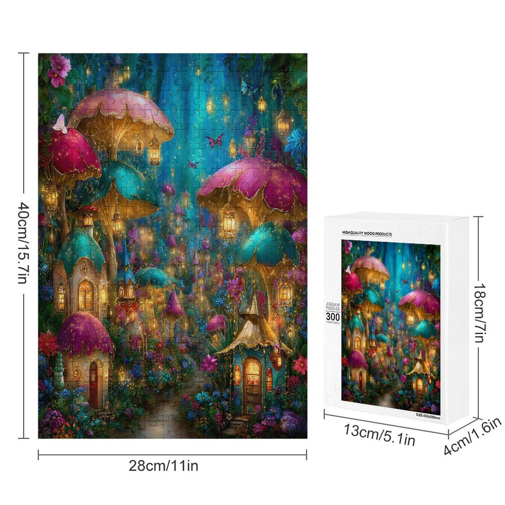Mystical Mushroom City Wooden Puzzle