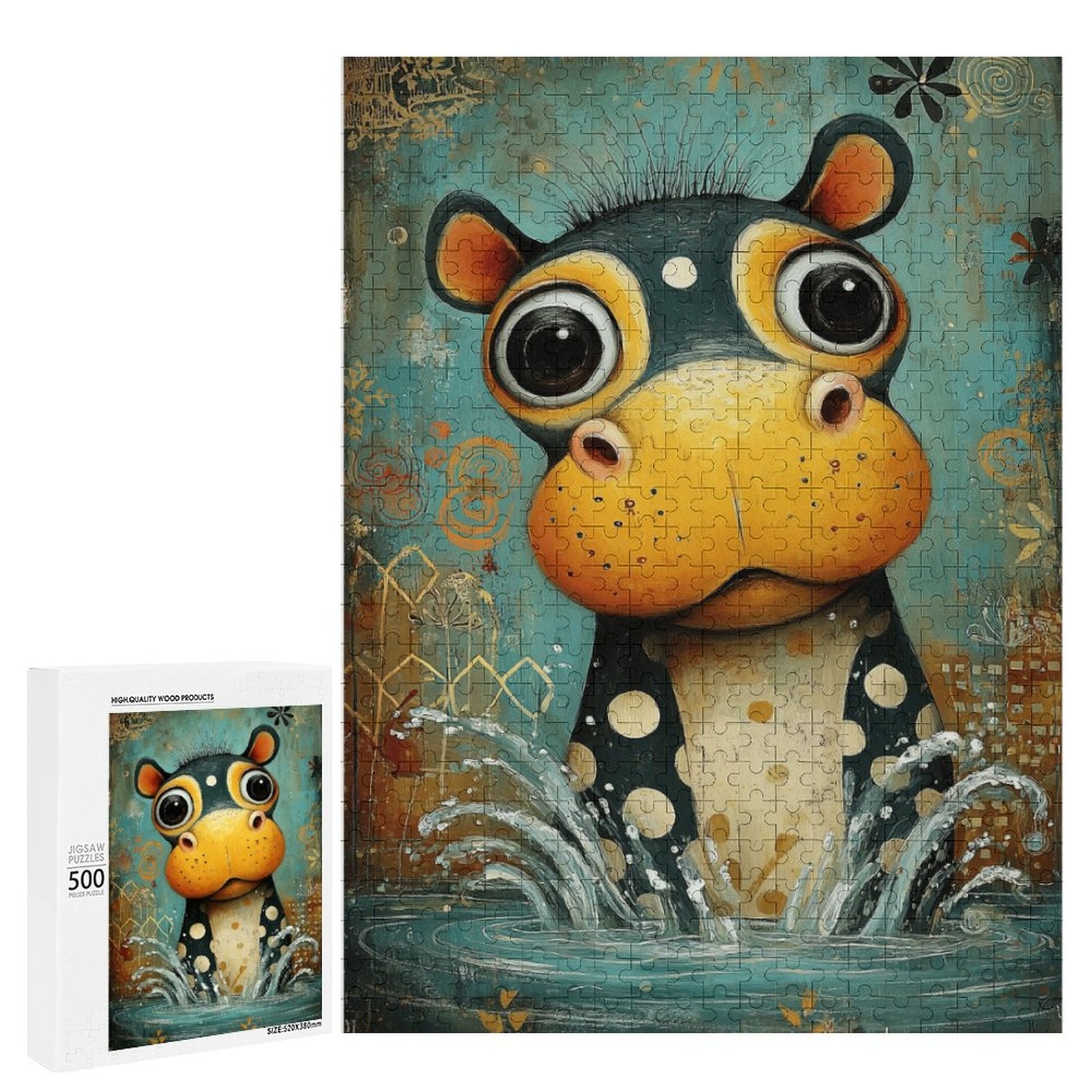 Splashing Hippo Wooden Puzzle