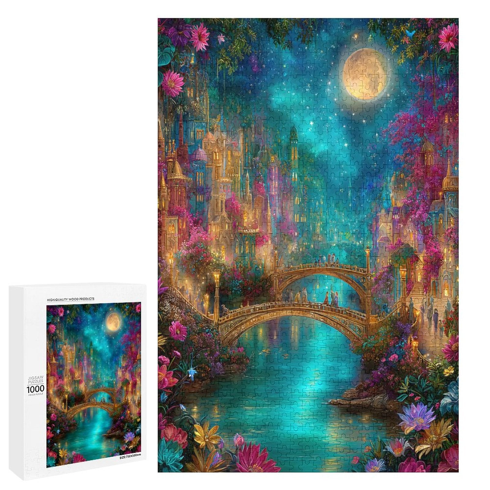 Iridescent Village on the water Wooden Puzzle