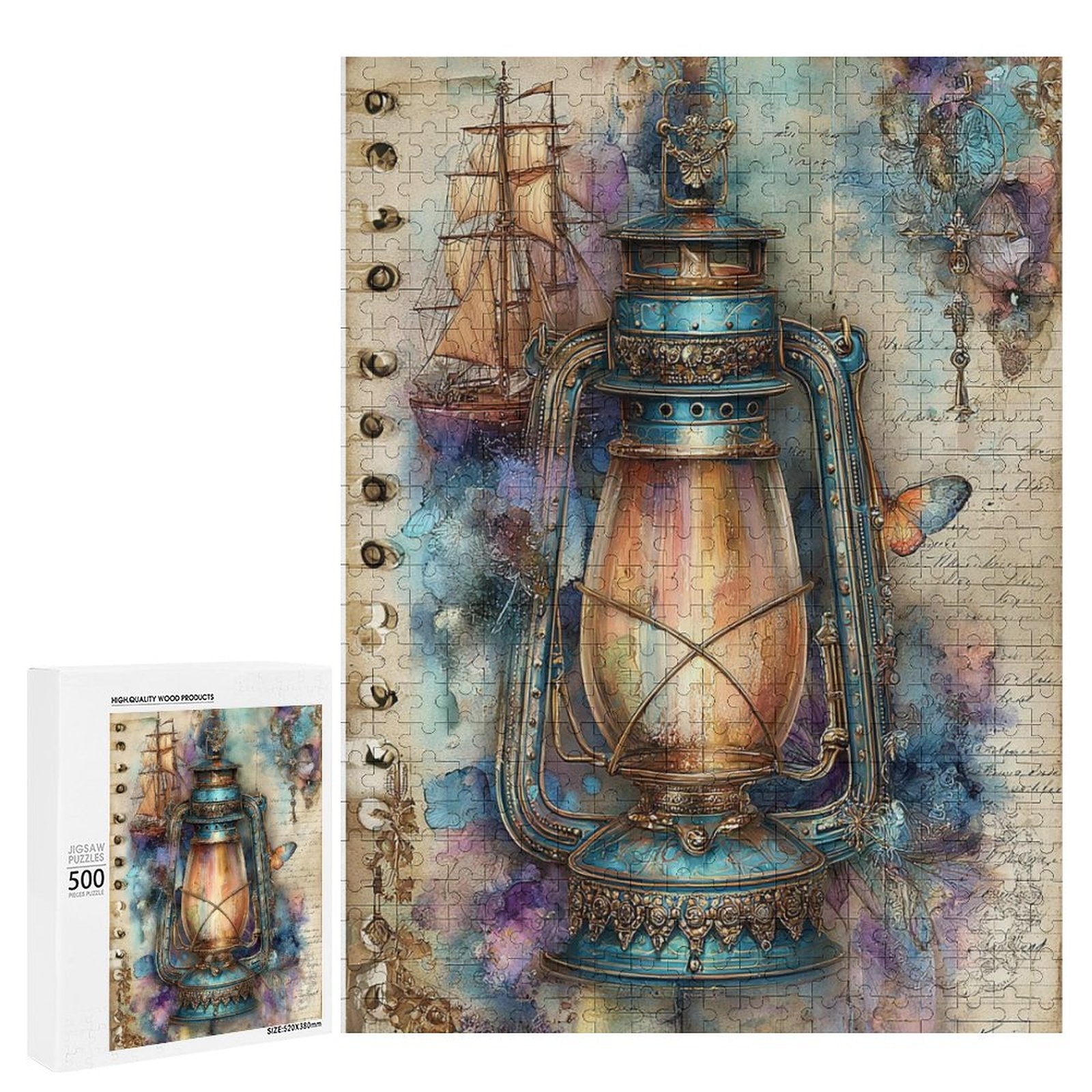 Ship and Lantern Wooden Puzzle