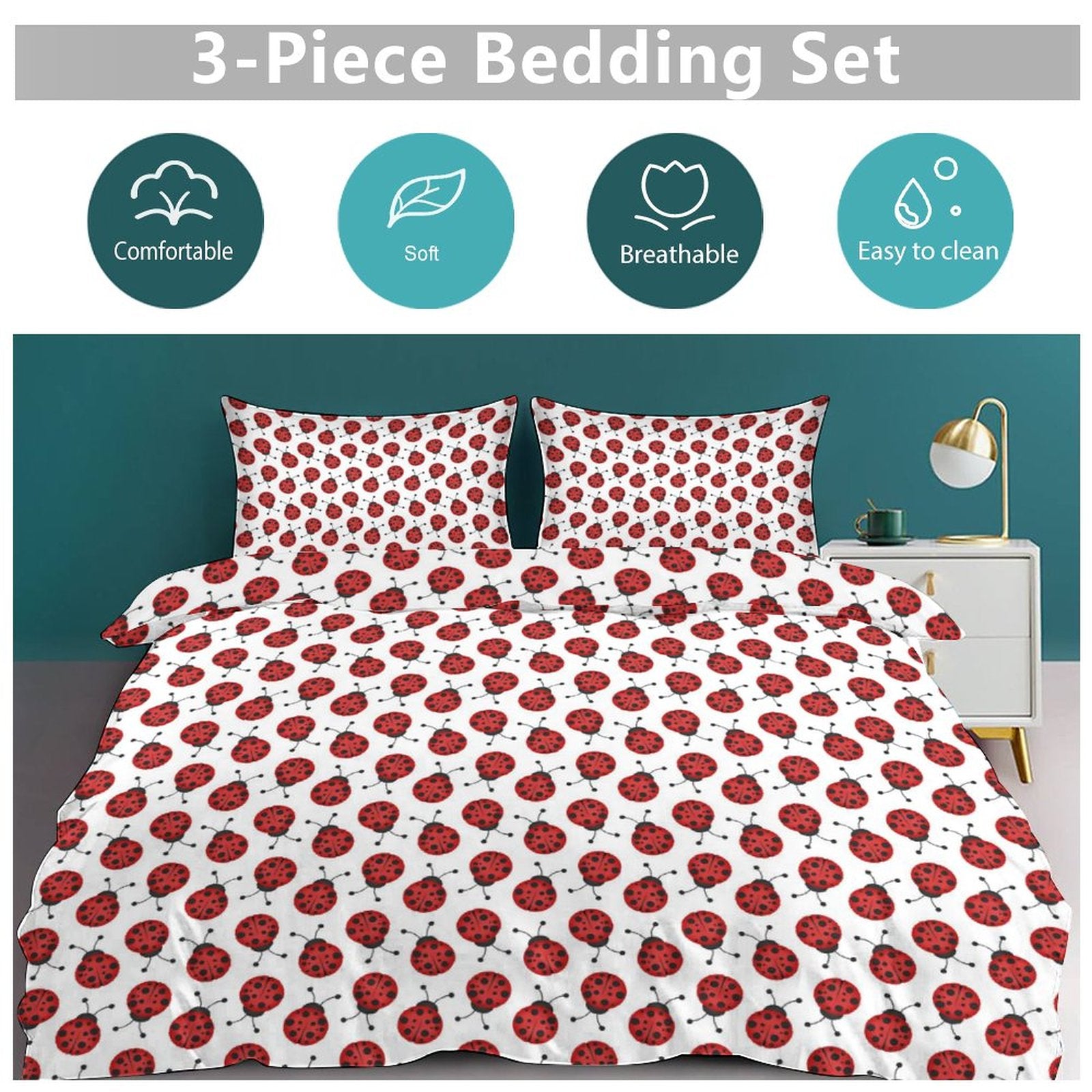 Queen 3-Piece Bedding Set-90"x90"/ 229x229cm