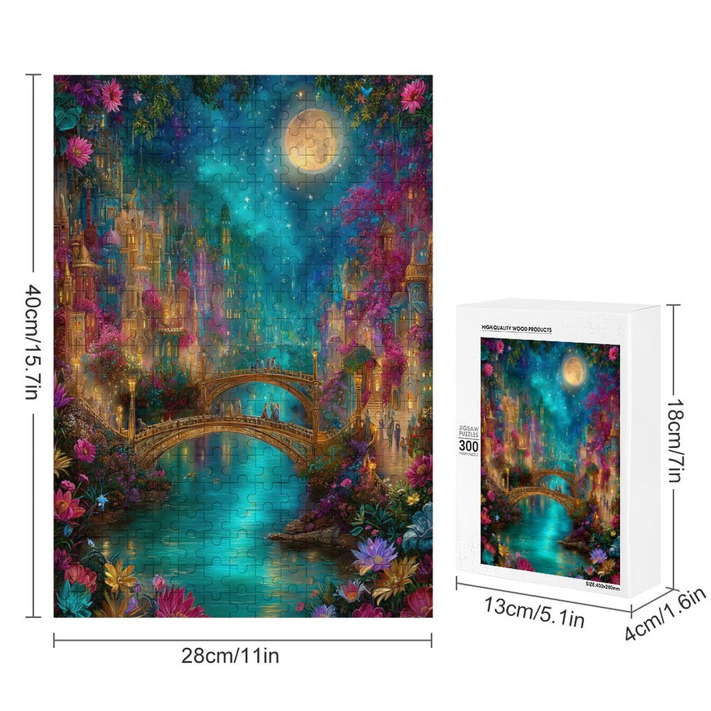 Iridescent Village on the water Wooden Puzzle