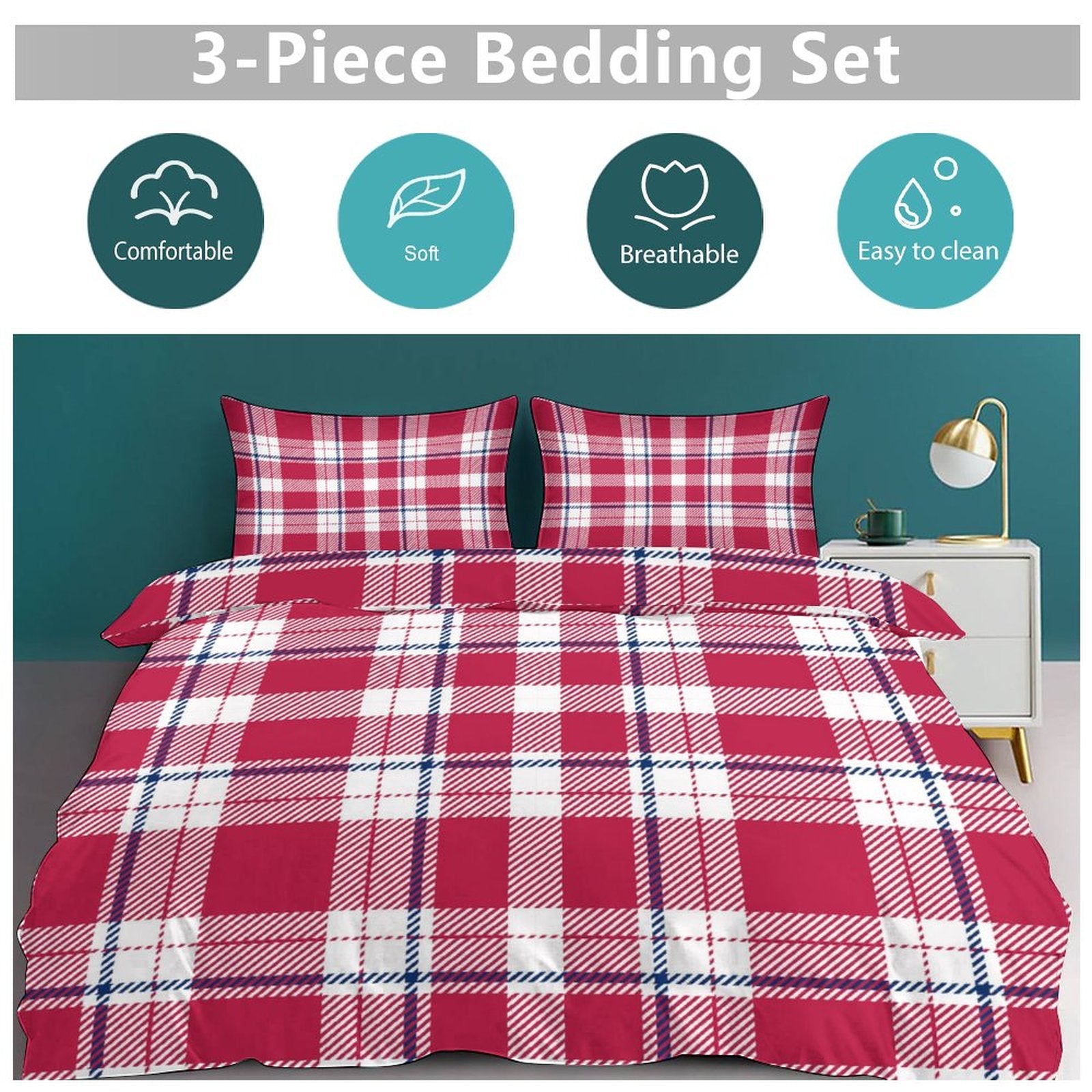 Queen 3-Piece Bedding Set-90"x90"/ 229x229cm