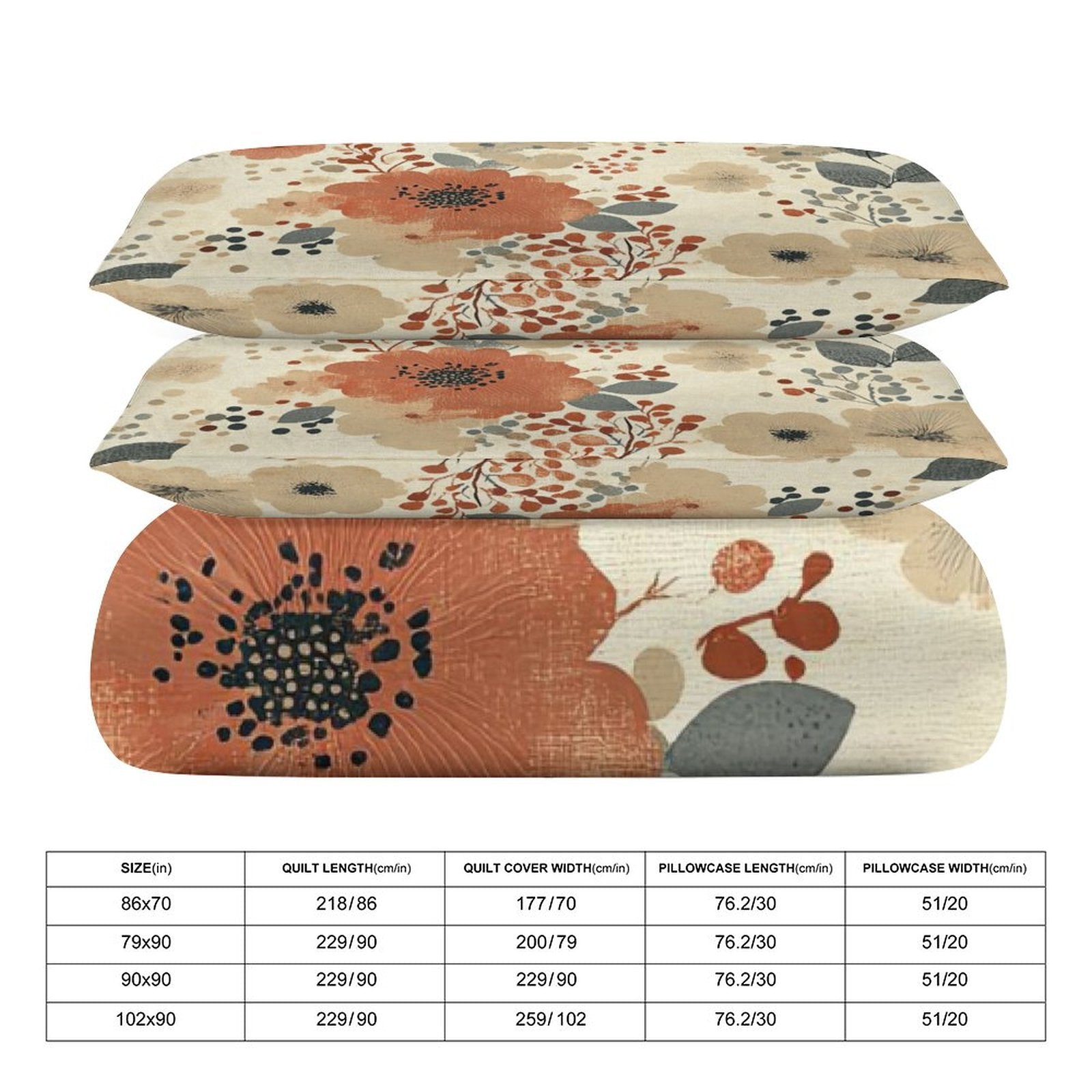 Queen 3-Piece Bedding Set-90"x90"/ 229x229cm