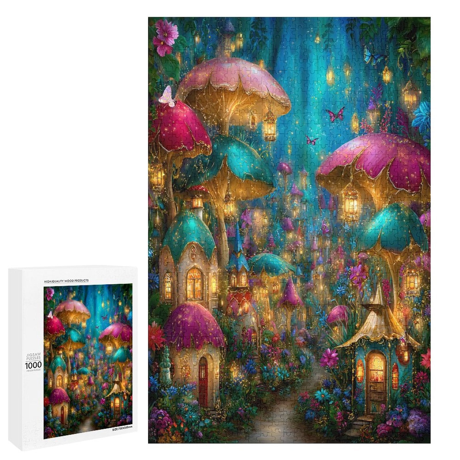 Mystical Mushroom City Wooden Puzzle