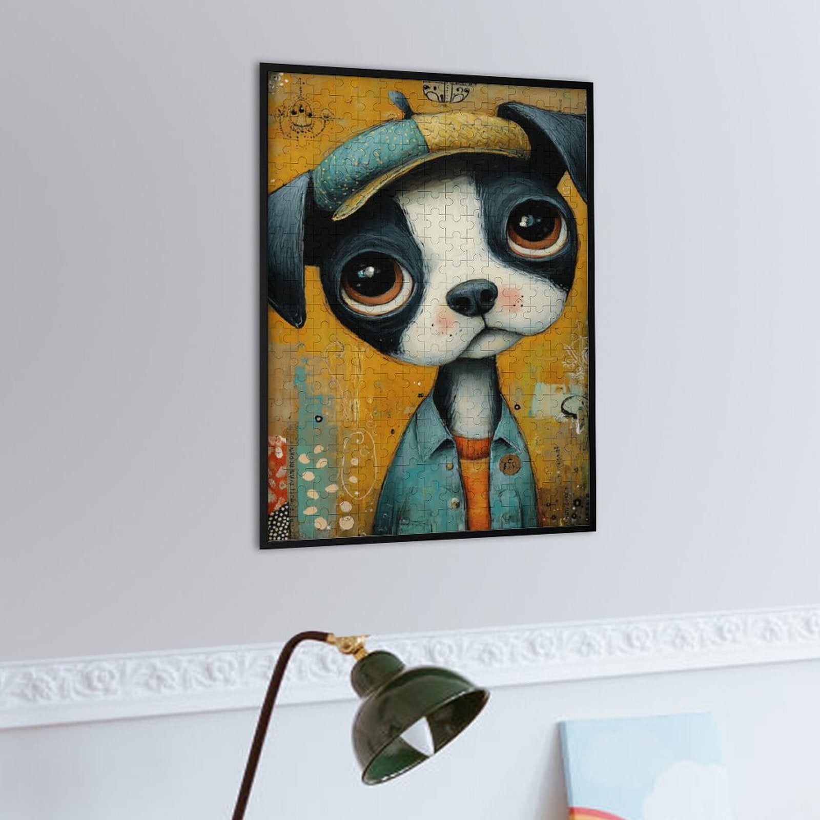 Boho Newsboy puppy Wooden Puzzle
