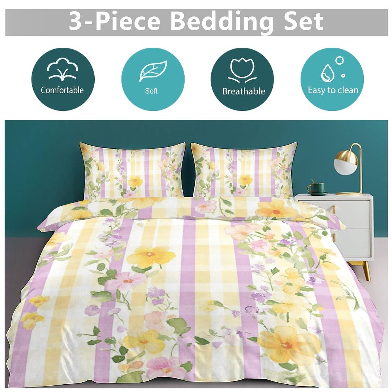 Full 3-Piece Bedding Set-86"×70"/ 218×177cm