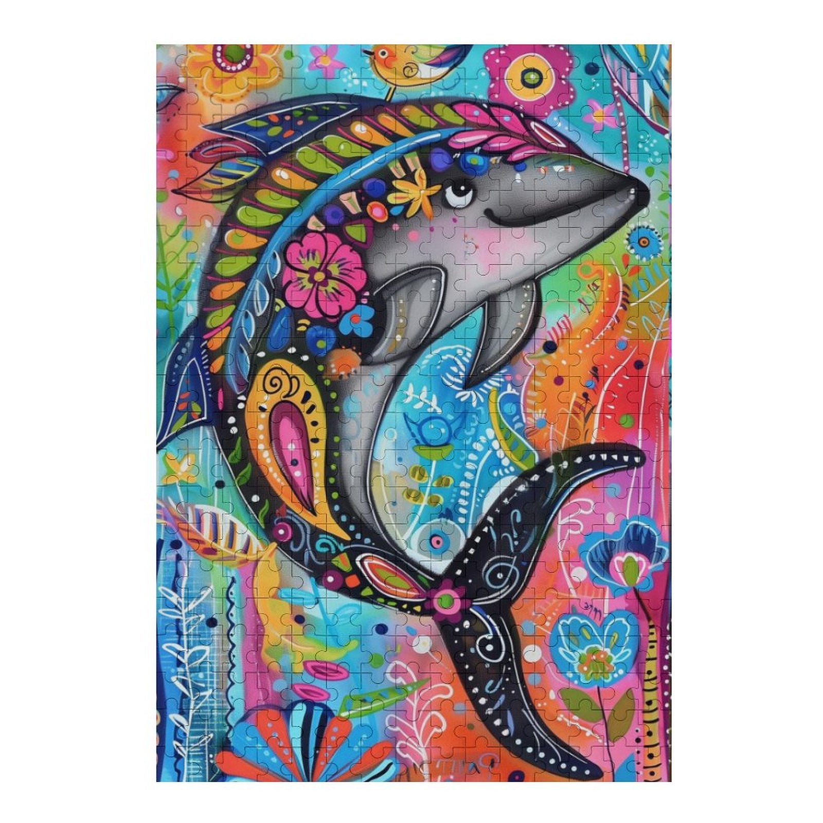 Floral Dolphin Wooden Puzzle