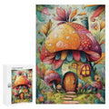 Colorful Big Mushroom House Wooden Puzzle