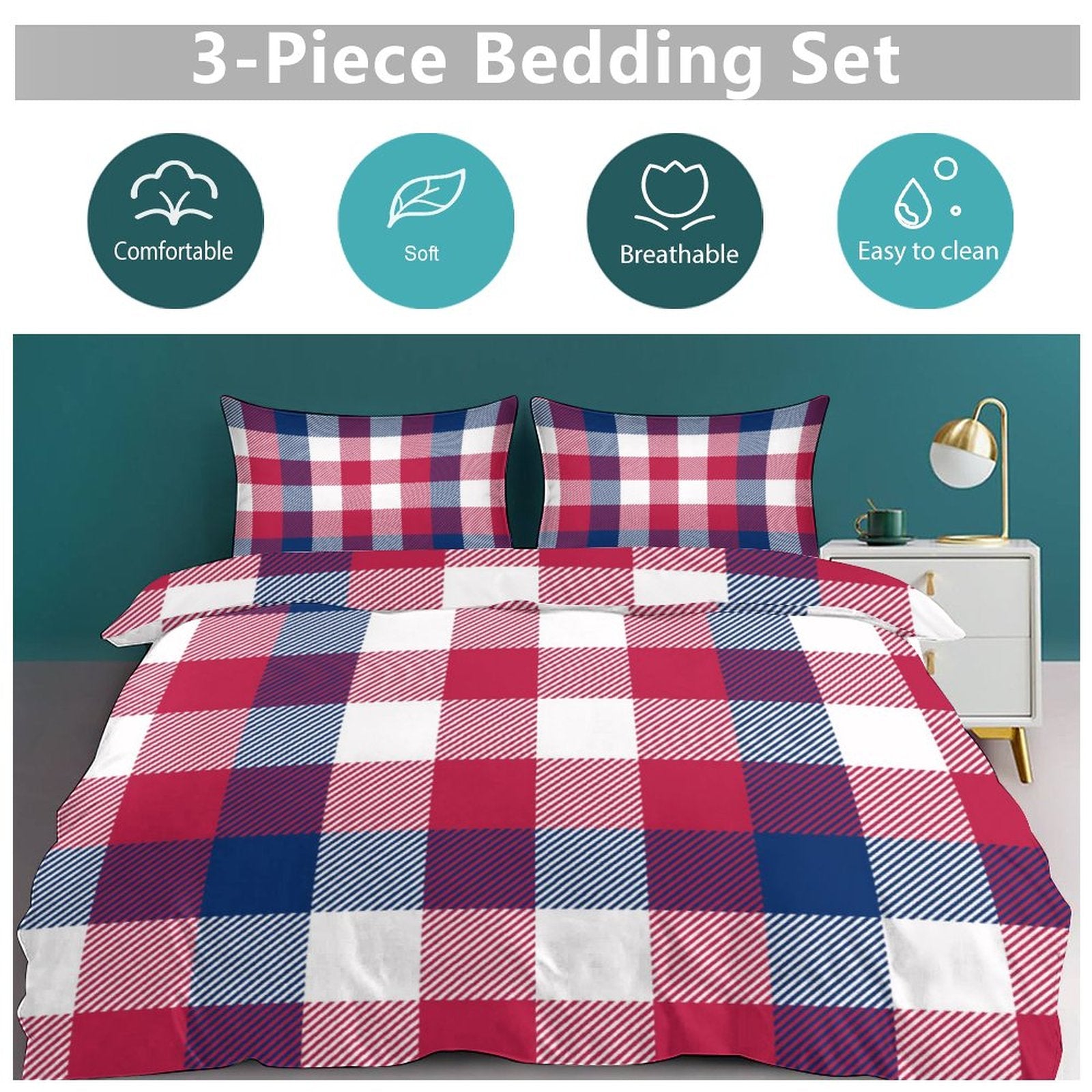 Queen 3-Piece Bedding Set-90"x90"/ 229x229cm