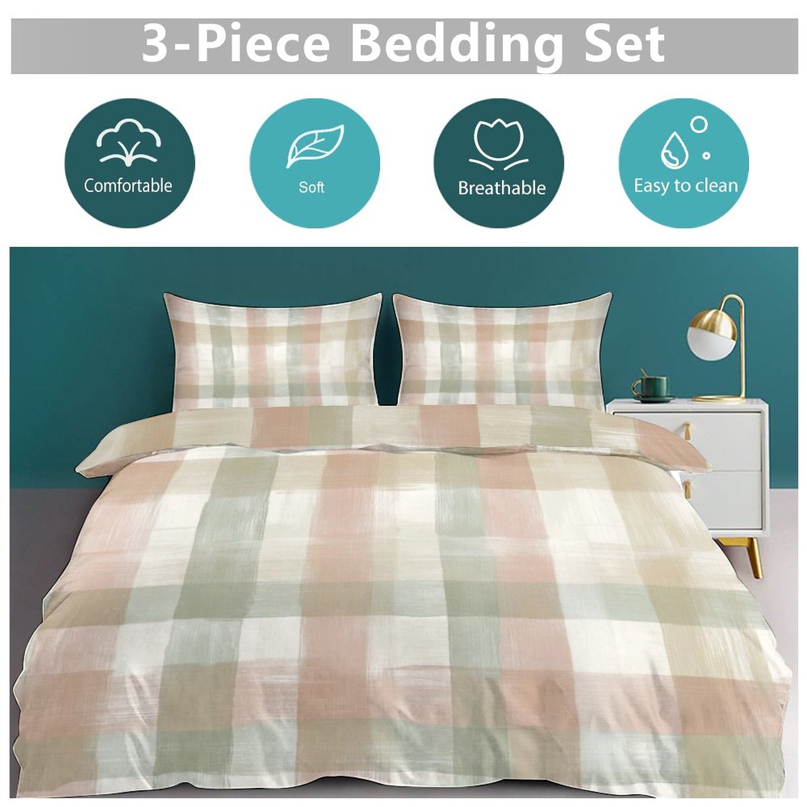Queen 3-Piece Bedding Set-90"x90"/ 229x229cm