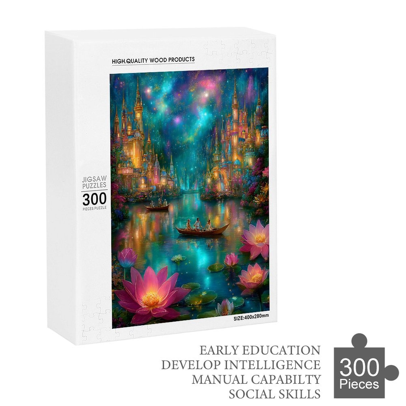 Mystical Lotus City on Water Wooden Puzzle