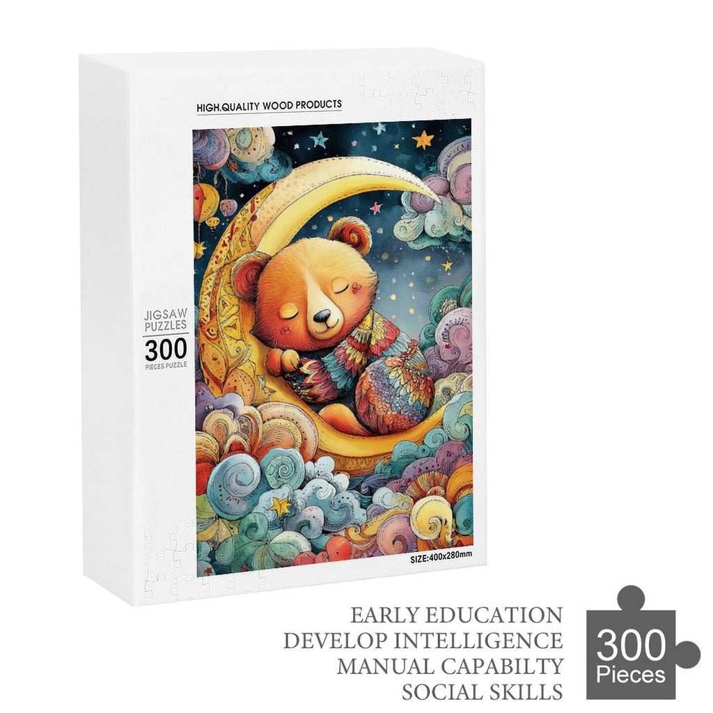 Colorful sleeping moon bear Wooden Puzzle