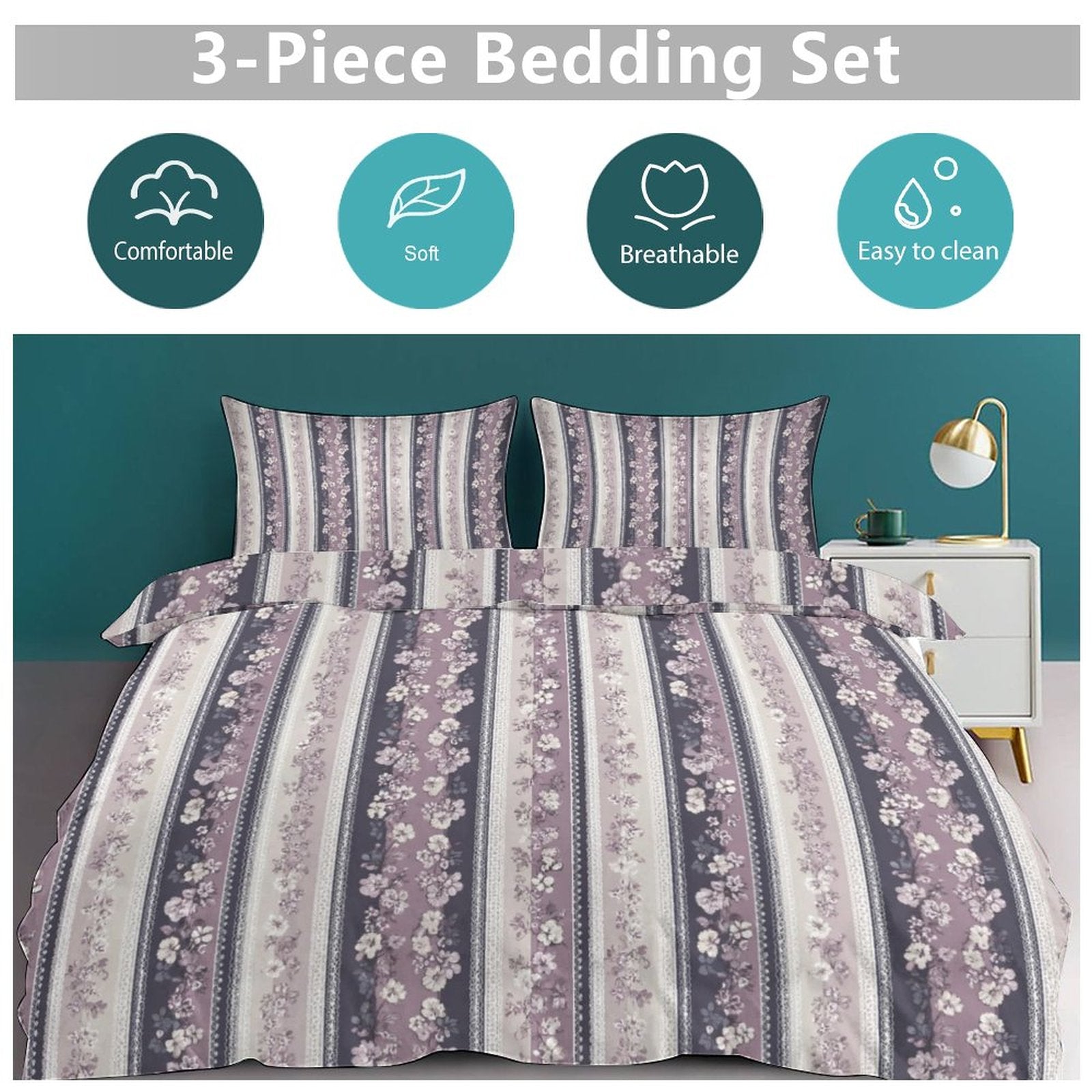 King 3-Piece Bedding Set-102"x90"/ 259x229cm