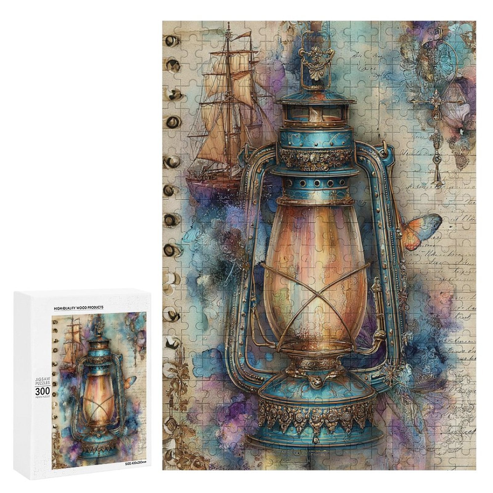 Ship and Lantern Wooden Puzzle