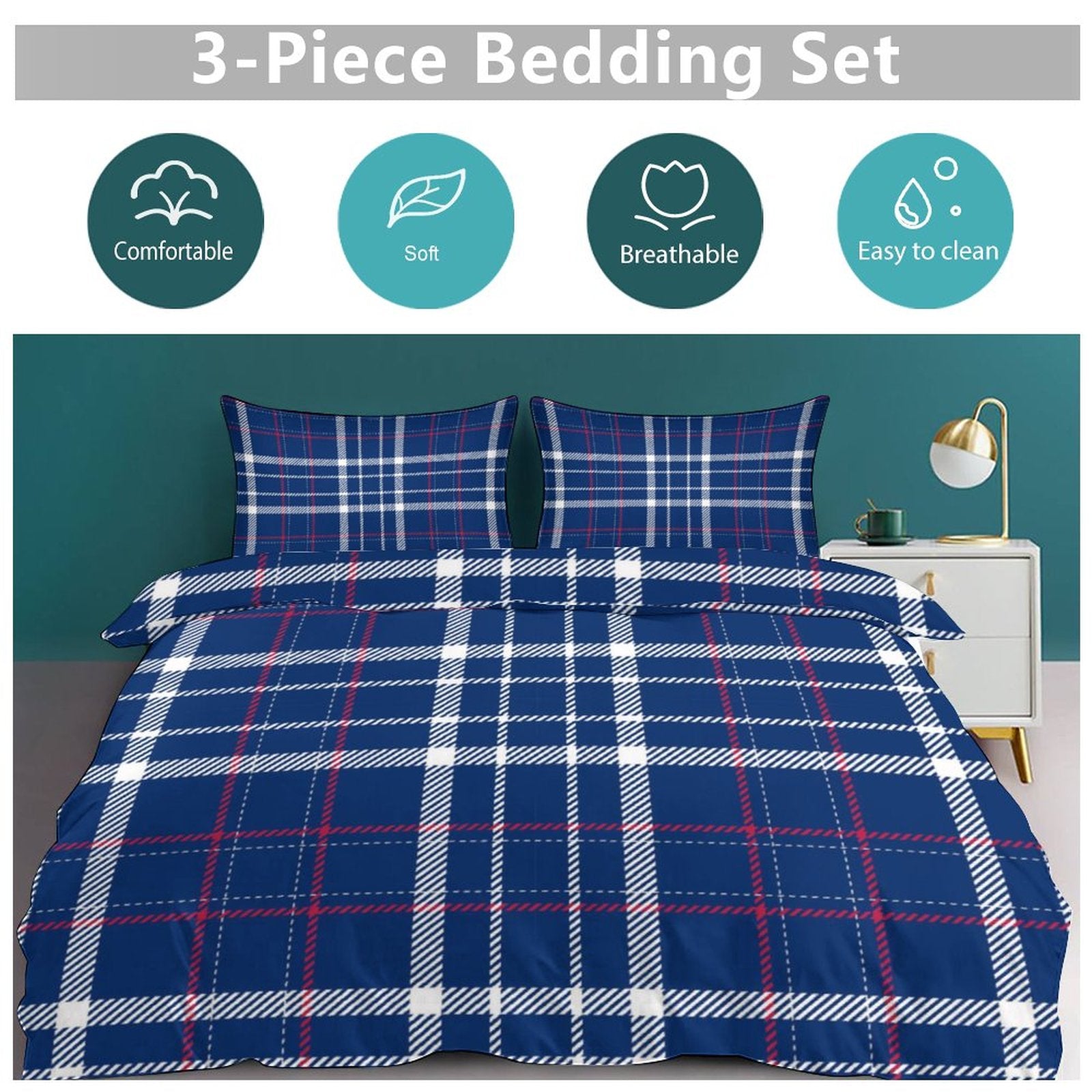 Queen 3-Piece Bedding Set-90"x90"/ 229x229cm