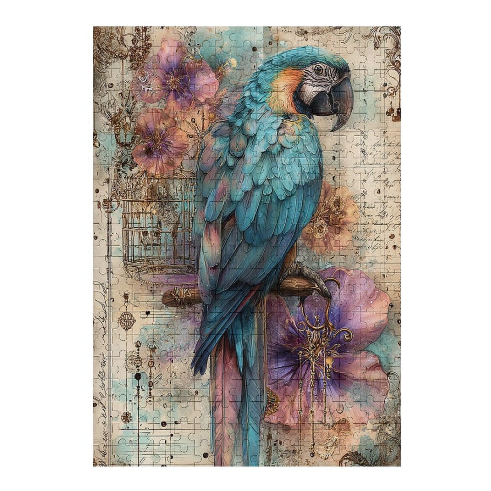 Parrot and Hibiscus Wooden Puzzle