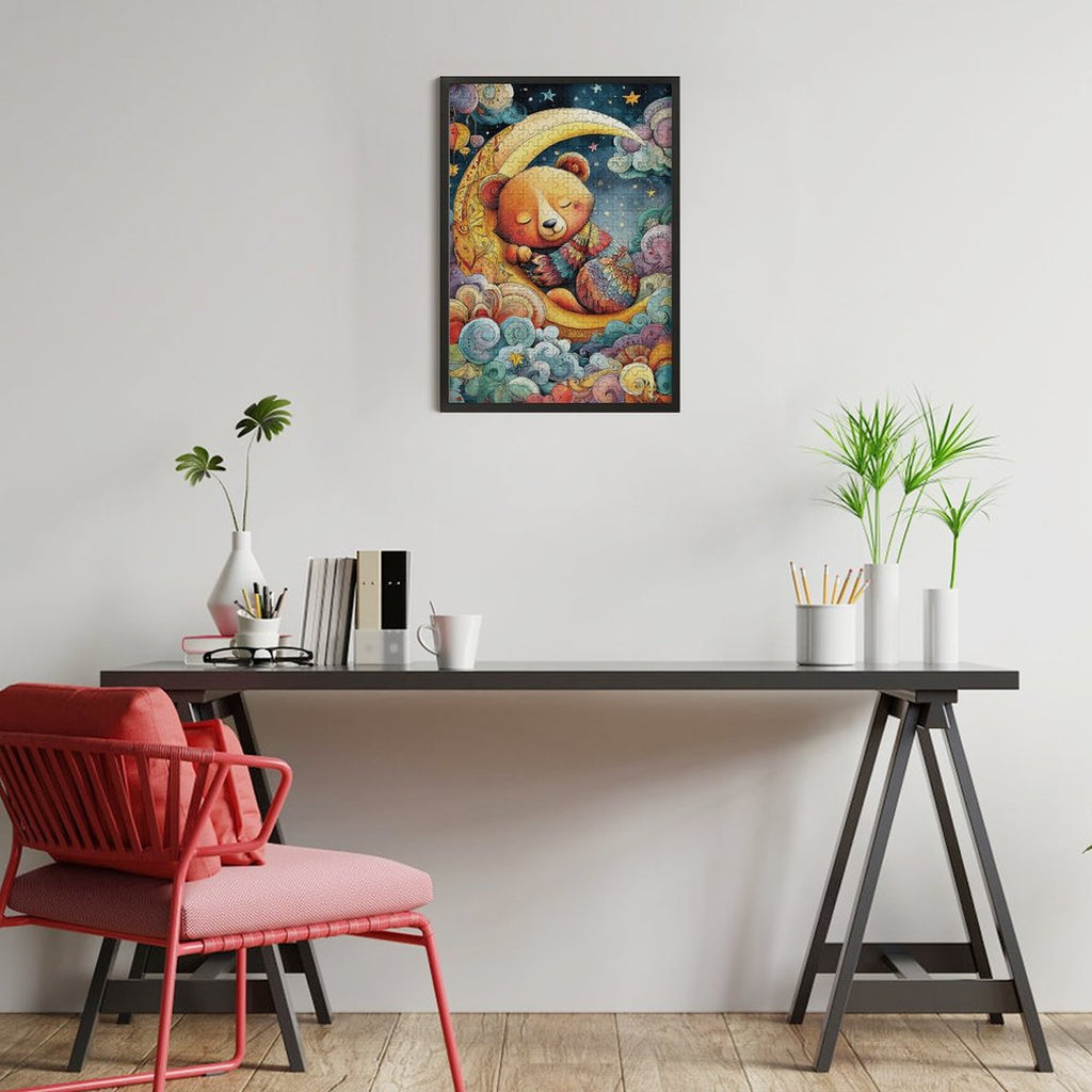 Colorful sleeping moon bear Wooden Puzzle