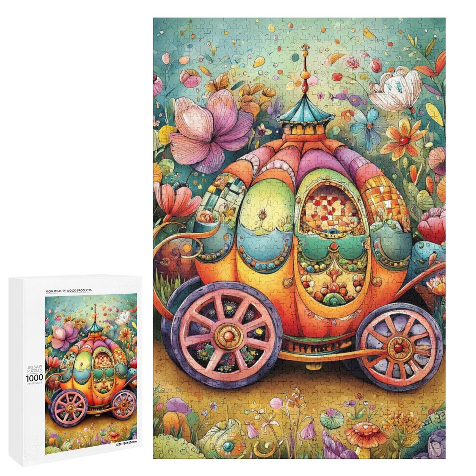 Colorful  pumpkin carriage Wooden Puzzle
