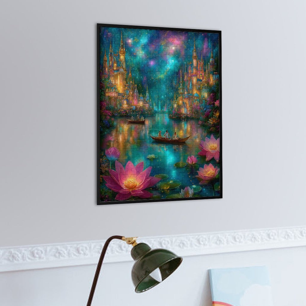 Mystical Lotus City on Water Wooden Puzzle