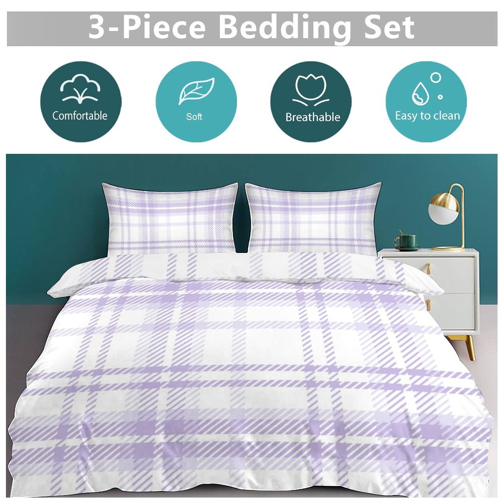 Queen 3-Piece Bedding Set-90"x90"/ 229x229cm