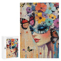 Colorful Masked Butterfly Lady Wooden Puzzle
