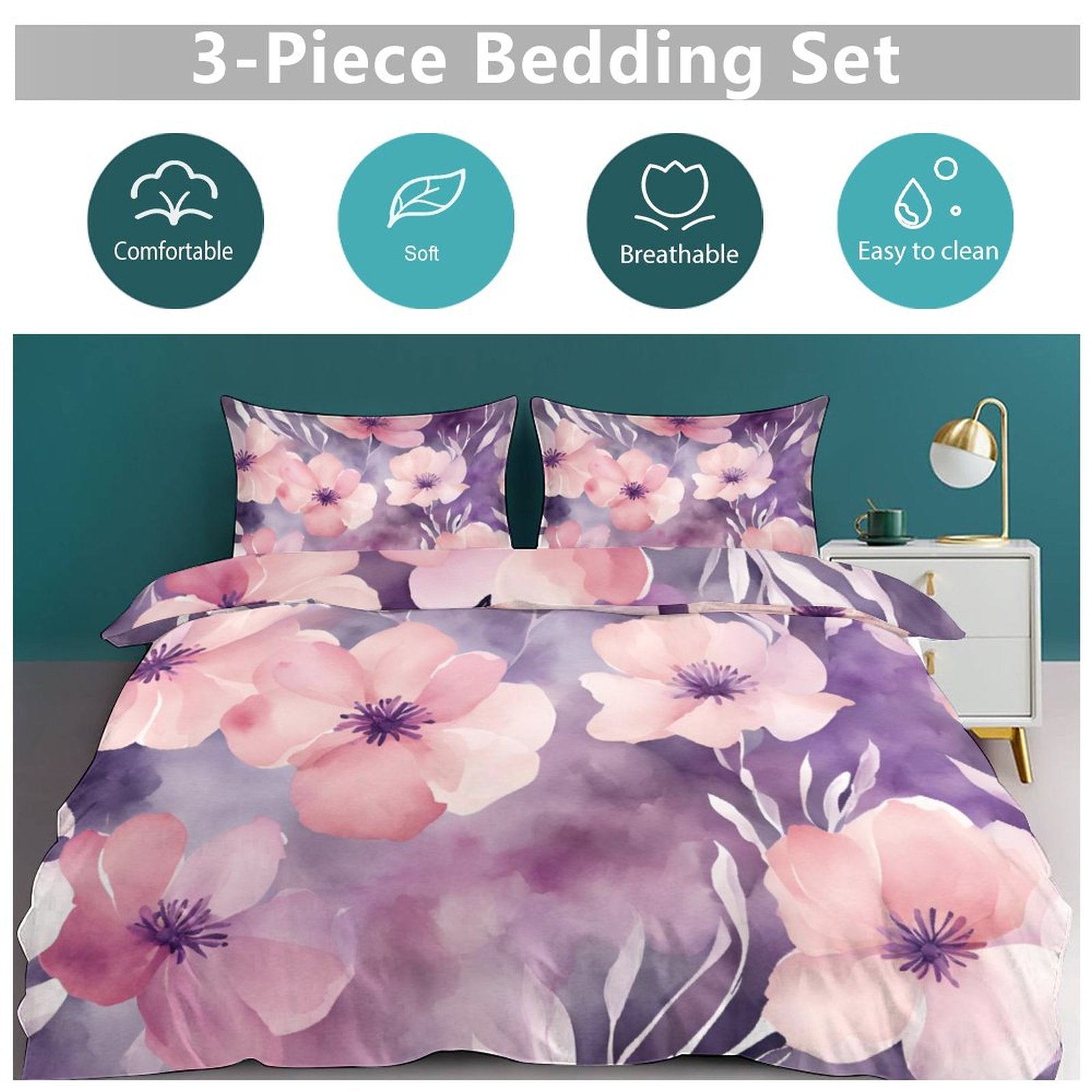 King 3-Piece Bedding Set-102"x90"/ 259x229cm